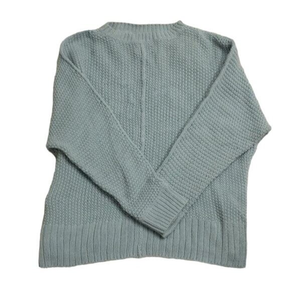 Lucky Brand Baby Blue Thick Knit V-Neck Keyhole Sweater - Picture 3 of 4